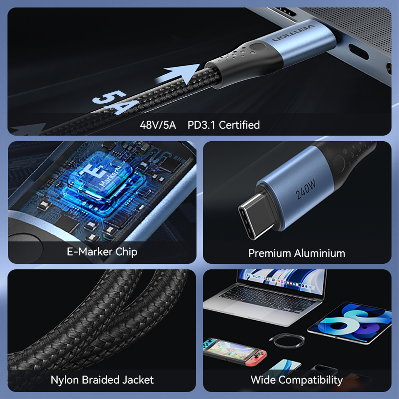Vention 240W Cable Type C to T - Ulefone Tablet Accessories recension och pris