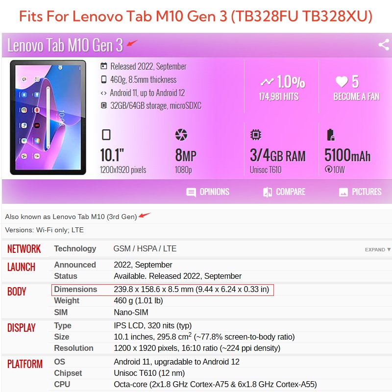 For Lenovo Tab M10 3rd Gen 10. - Lenovo Tablet M11 Accessories recension och pris